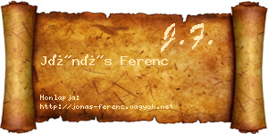 Jónás Ferenc névjegykártya