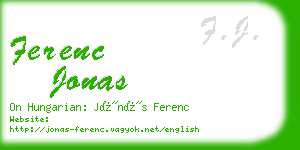 ferenc jonas business card